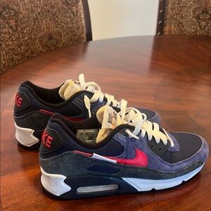 Nike Blue and Red Sneakers Air Max 90